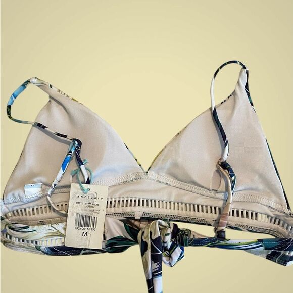 Sanctuary Paradise bikini triangle top high waist bottom tropical print NWT M. - Picture 11 of 14